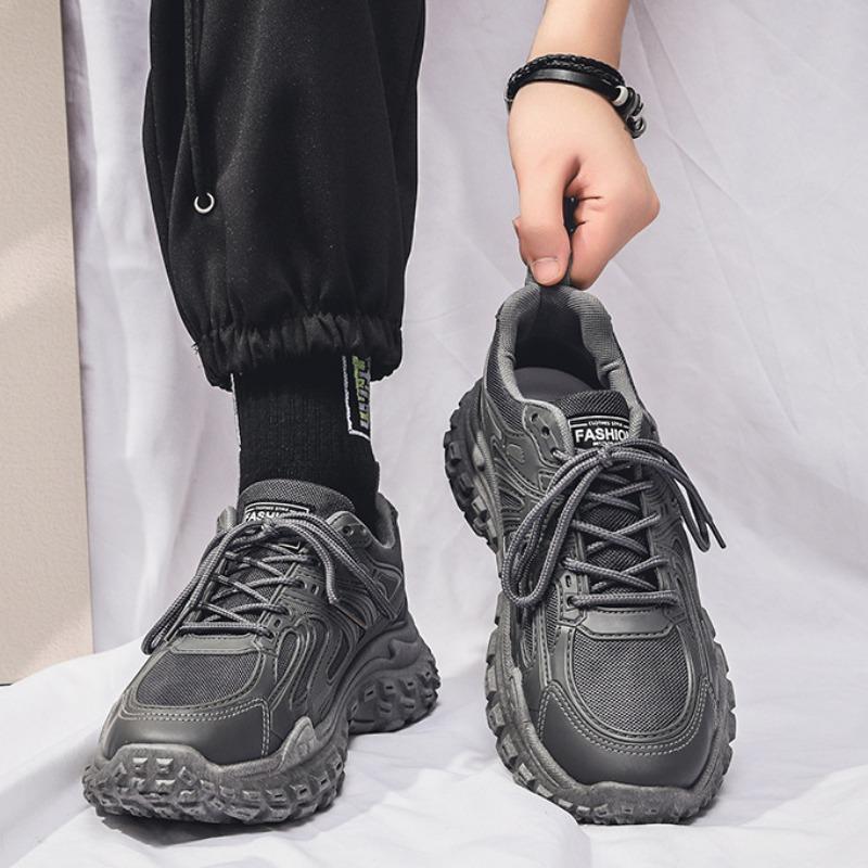 Trendy Men's Shoes Summer New Mesh Breathable Running Sports Shoes Outdoor Basketball Shoes Anti Slip Shock-absorbing Dad Shoes