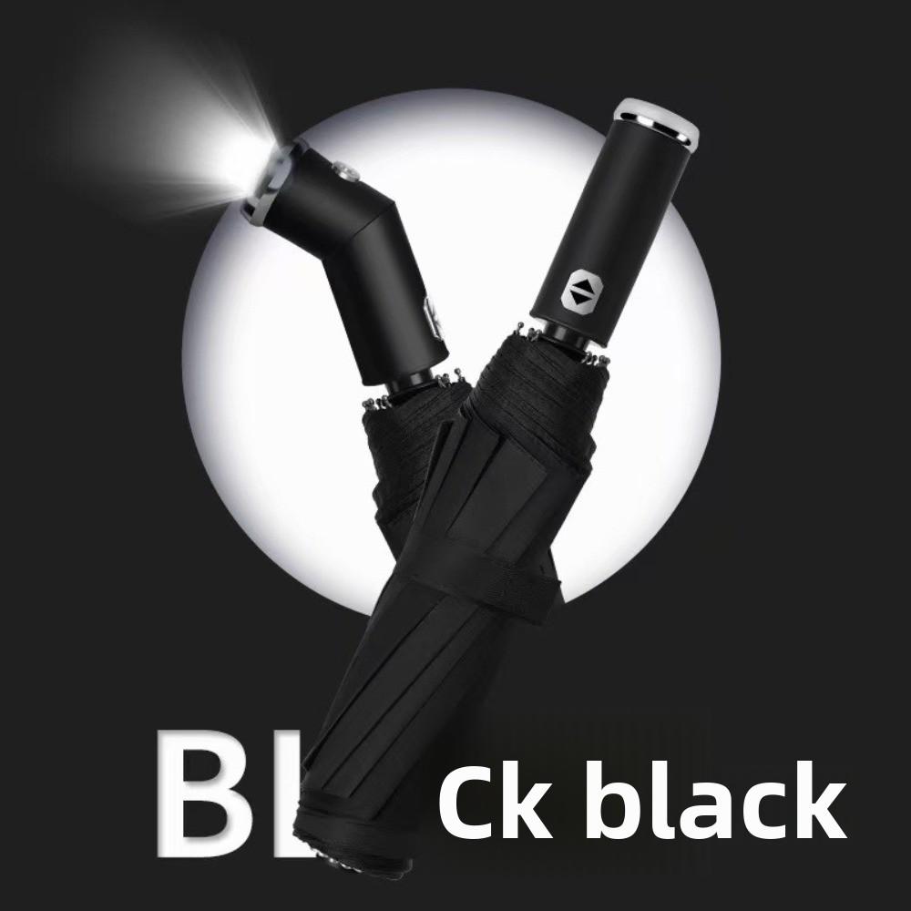 10-Bone Frame LED Flashlight Umbrella Waterproof Three Fold Rotating Umbrella Windproof Design UV Protection Dual Use Umbrella