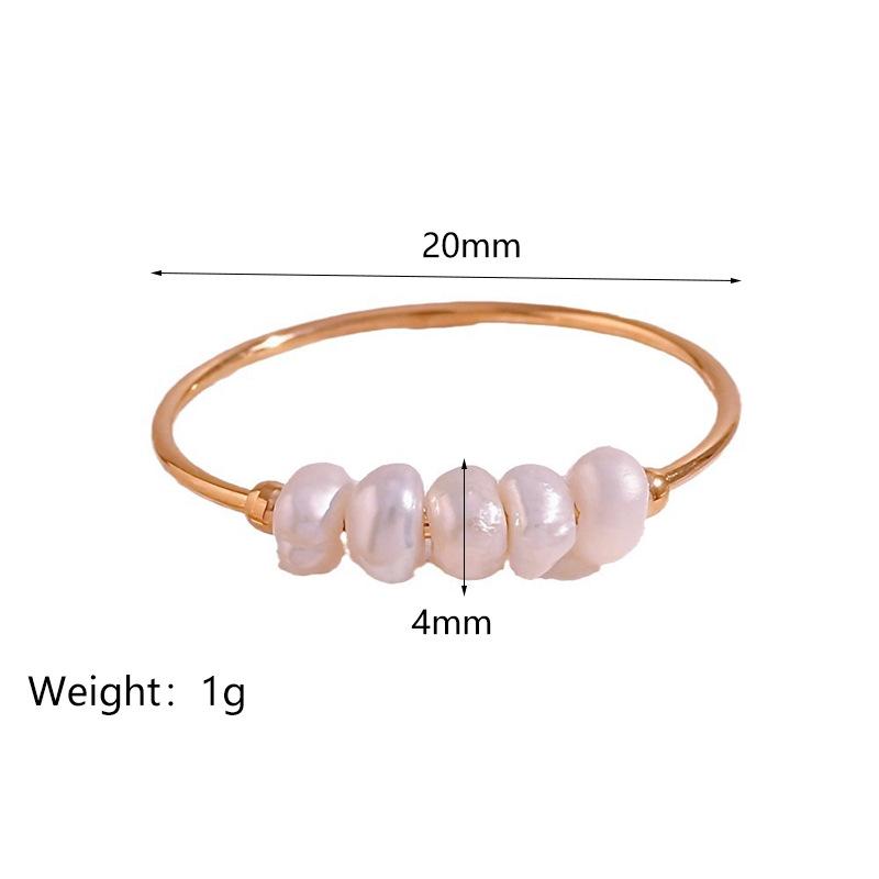 Elegant Cross-Border 18K Gold-Plated Stainless Steel Ring with Natural Freshwater Pearl