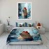 Capybara Art Set for Home Decor Bedding Set with 1 Duvet Cover 2 Pillowcases Single Double King Queen, Gift