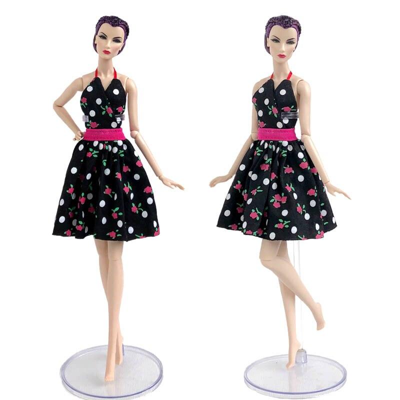 Schwarzes Pünktchen Landhaus Blumenkleid Für Barbie Puppe Outfits Kleidung Partykleid Kleidung Für Barbie Puppenhaus Puppen Zubehör