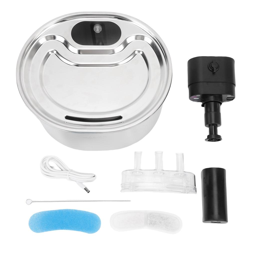 Pet Water Fountain with Motion Sensor 3.2L Rechargeable Water Electricity Separation Automatic Stainless Steel Cat
