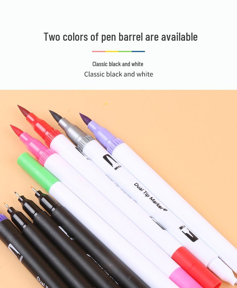 Giorgione Double-Ended Water-Based Fineliner Brush Pens: 24 & 80 Washable Colors