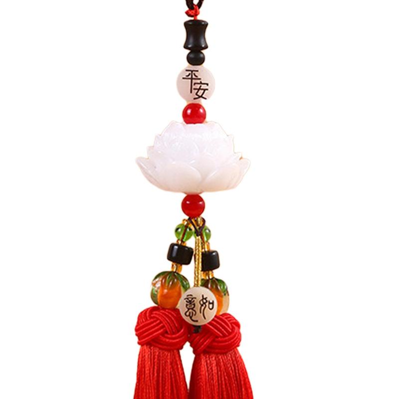 Resin Car Pendant Tassel Feng Shui Rearview Mirror Ornament Auto Interior Decoration for Home Office SUV