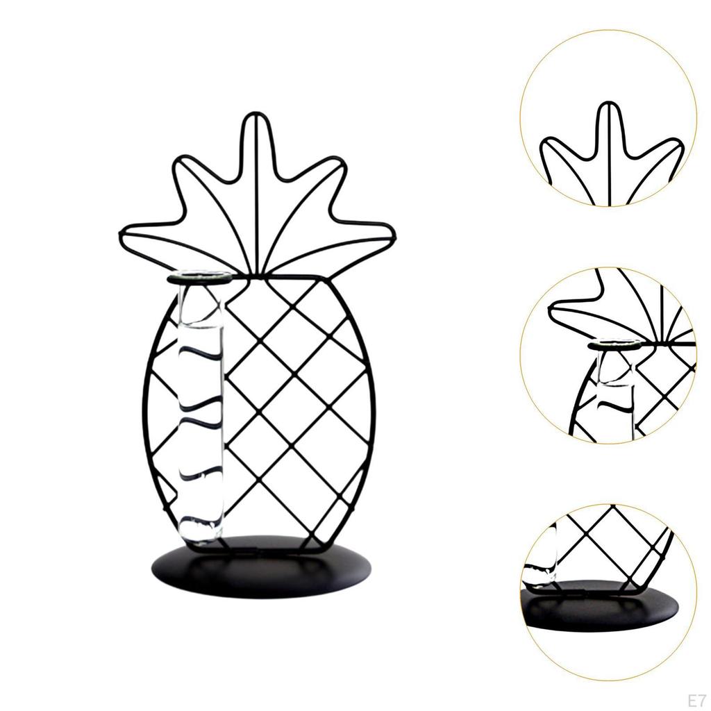 Vaso da scrivania in vetro per piante idroponiche Supporto per piante Ornamento da scrivania Supporto in metallo per soggiorno Matrimonio
