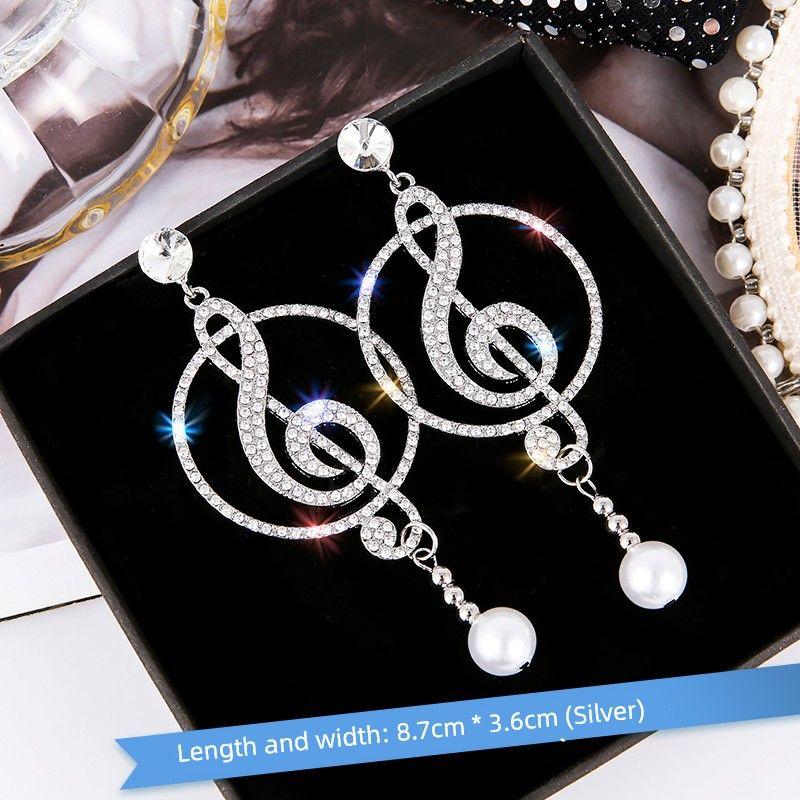 

Women s Large Circle Notes Trendy Pearl Earrings