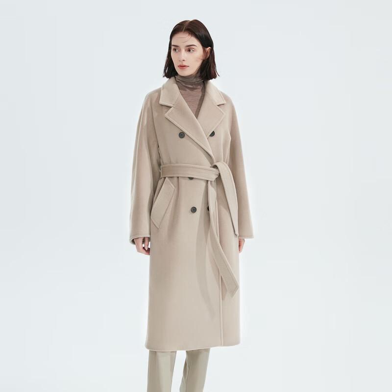 LANCY Women's Pure Wool French Style Midi Coat