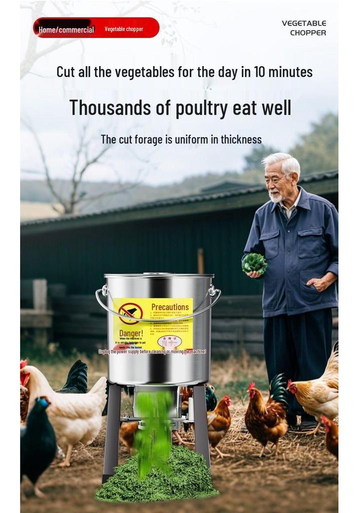 High-Power Automatic Grass & Vegetable Chopper with Bucket Feeder for Livestock