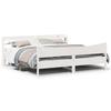 VidaXL Bed Frames and Headboard White 200x200 Cm Solid Pine Wood, Slatted Base, Double Bed Frame, Wooden Bed Frame 3307033