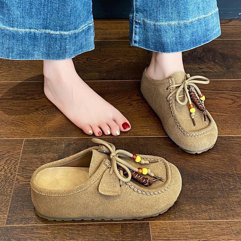Inner height increase Birkenstock cool slippers women's summer outer wear 2025 new thick-soled one-pedal lazy bag head half slippers