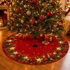 Christmas Tree Skirt Short Plush Decor With Bell Pattern For Holiday Festive Decor