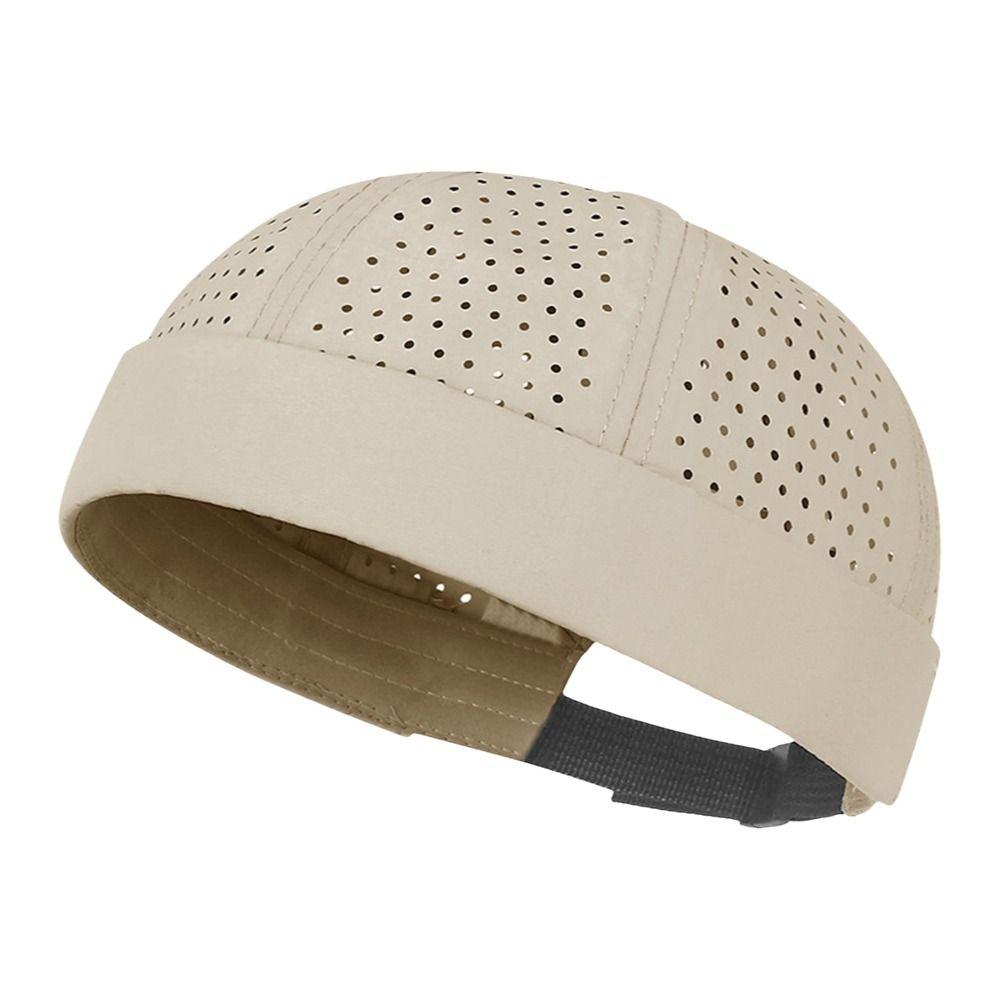 Fashion Mesh Brimless Skullies Cap Adjustable Breathable Beanie Hat Casual Solid Color Docker Hat Summer Spring