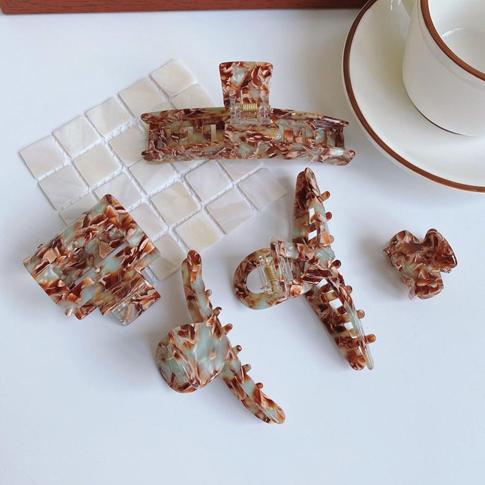 

New Retro Girls Bath Hair Clips Wash Face Hair Crabs Floral Clamp Clip Crab Acrylic Hair Claws