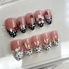 Wearable Nail Contrast Color French Polka Dot Ladybug Almond Nail Flower Wearable Nail Art Patch