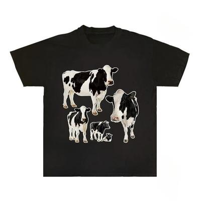 Dairy Cow Graphic Unisex Cotton T-shirt Tee Casuai Short Sleeve Crewneck Top Fashion Streetwear Autumn Shirt  Graphic T Shirts