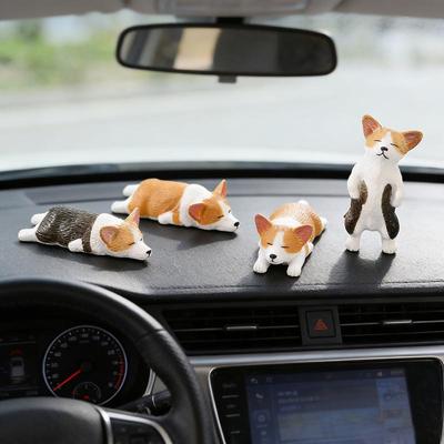 Car Dashboard Dog Toys Accessories Decorate Mini Corgi Resin Doll Ornament Auto Interior Cute Puppy Gift Decorations