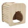 Hamster Holzhaus Halbgeschlossen DIY Leicht zu Reinigen Hamster Holzstab Flachdach Nest mit Leiter für Haustier Hamster