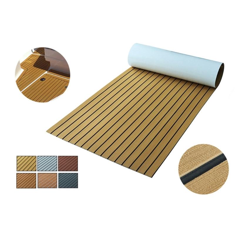 Foam Marine Decking Mat with Adhesive Underside, High-Density Cushioning and Grooved Texture for Direct Placement