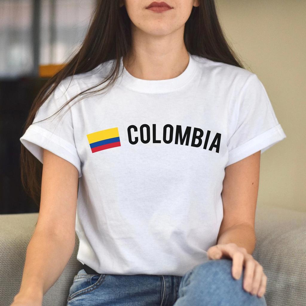 Colombia Unisex T-shirt Gift Colombian Flag Tee Bogota White Black Dark Heather