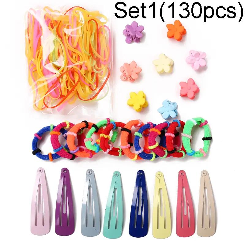 Colorful Hair Ties Set Hair Scrunchies For Women Elastic Ponytail Clips Holders Rubber Band For Hair Traceless Hair Ropes Set