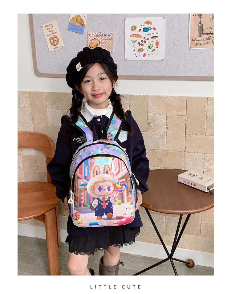Large Capacity Cartoon Backpack for Kids - Cute, Fashionable, and Casual for School and Outdoor Use.