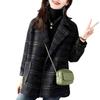 2025 Women's Mid-Length Plaid Wool Coat - Retro Loose Fit for Autumn/Winter