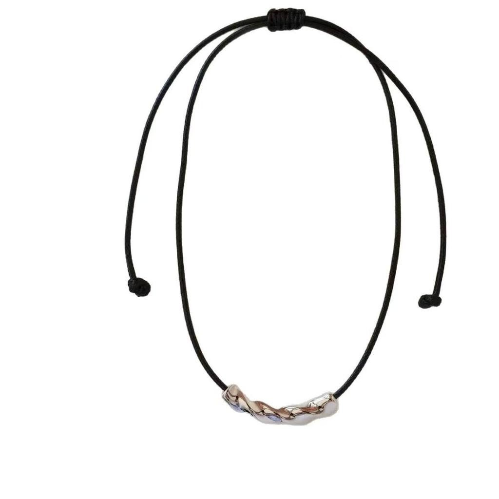 High-End Korean Wax Rope Silver Pendant Necklace: Chic Autumn/Winter Design