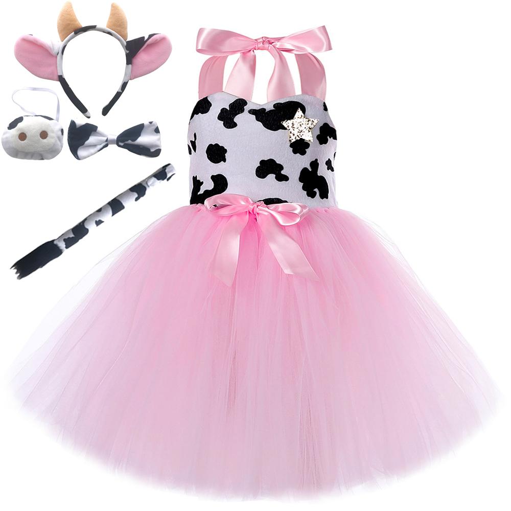 Toy Jessie Woody Costumes for Girls Birthday Halloween Cowgirl Fancy Dress with Hat Kids Pink Cow Tutu Outfit Animal Clothes Set