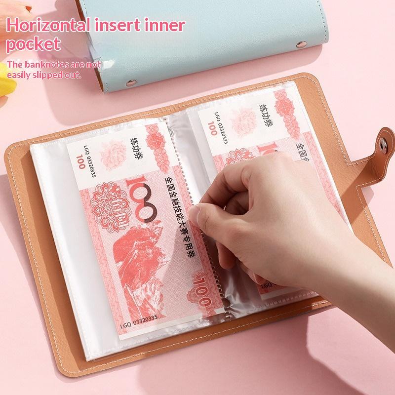 Pu Leather Photo Money Card Holder With 50 Inner Pages Snap Closure For Storing Photocards Business Cards Tickets Paper Money