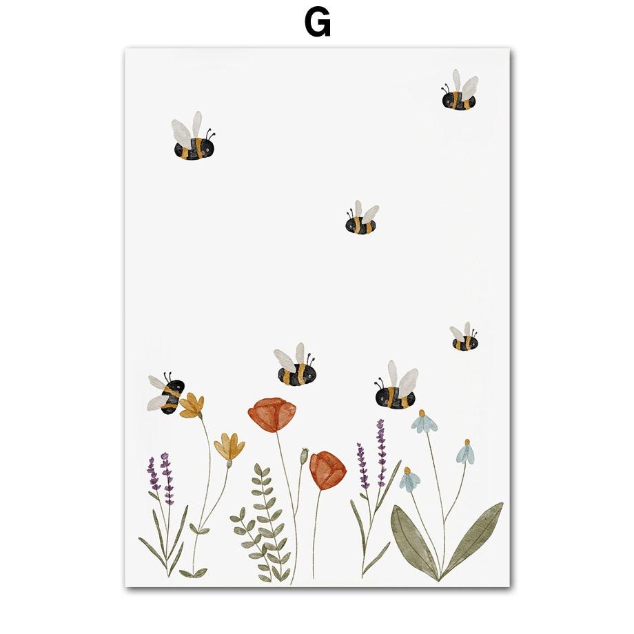 Cute Boho Animal Bear Hedgehog Koala Bee Rabbit Nursery Wall Art Canvas  Poster And Prints Baby Kids Room Decor