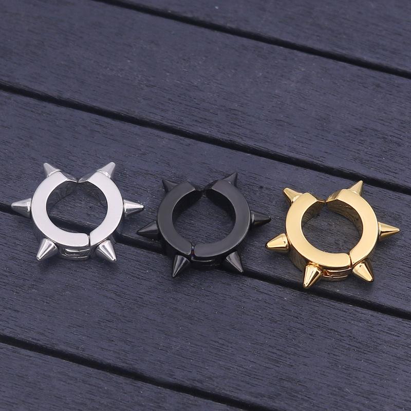 1Pair Personality Rivet Titanium Steel Punk Stud Earring Gothic Hoop Earrings Fashion Unisex Sharp Needle Ear Buckle