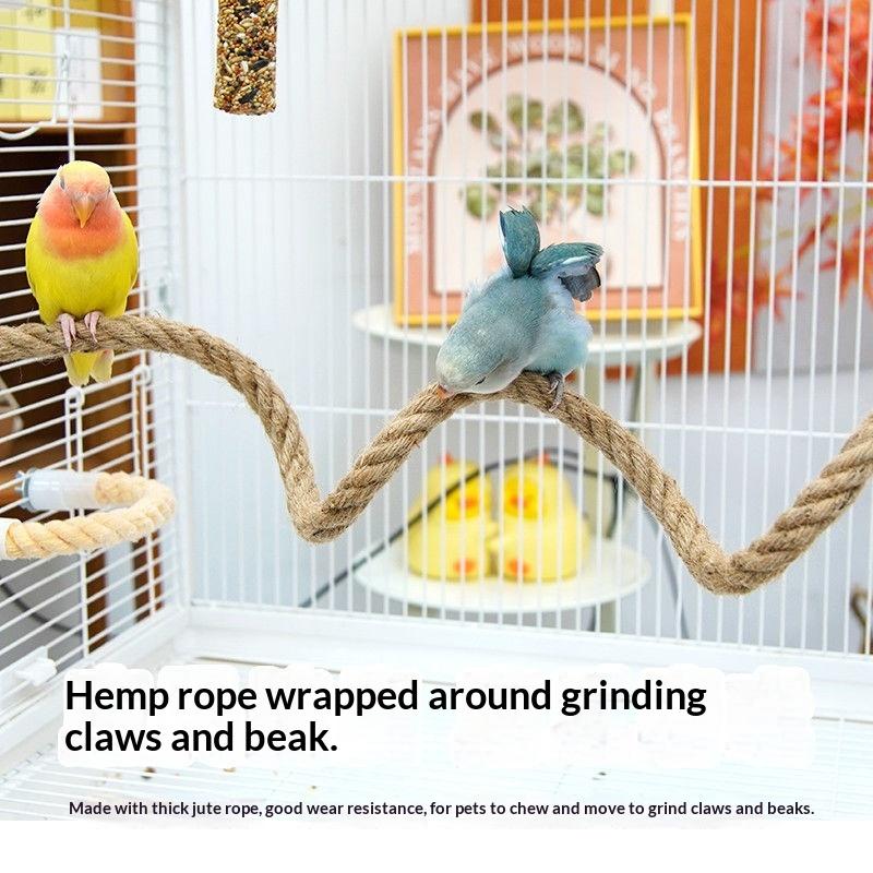 Linen Rope Diy Bendable Perch For Birds Non-Slip Easy To Install Suction Cup Bird Climbing Rope Chew-Proof Comfortable Grip