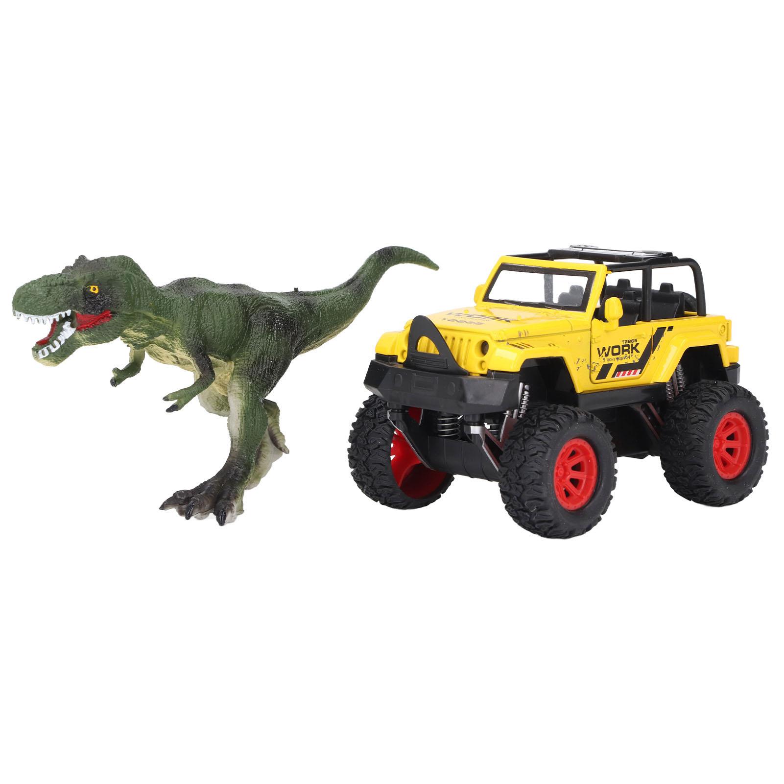 

Набор игрушечных грузовиков-динозавров со звуком и светом, модель внедорожника, сплав, открывающиеся двери, инерционный жёлтый