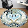 1pc Swan Art Office Round Area Rug, Indoor Mat Suitable ForOffice, Under Office Chairs Bedroom Living Room Home Decor D019