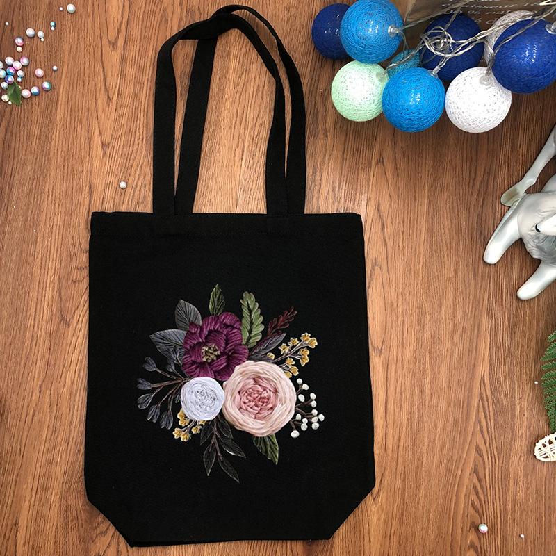 1pc Flower DIY Embroidery Kit for Beginners - Canvas Bag