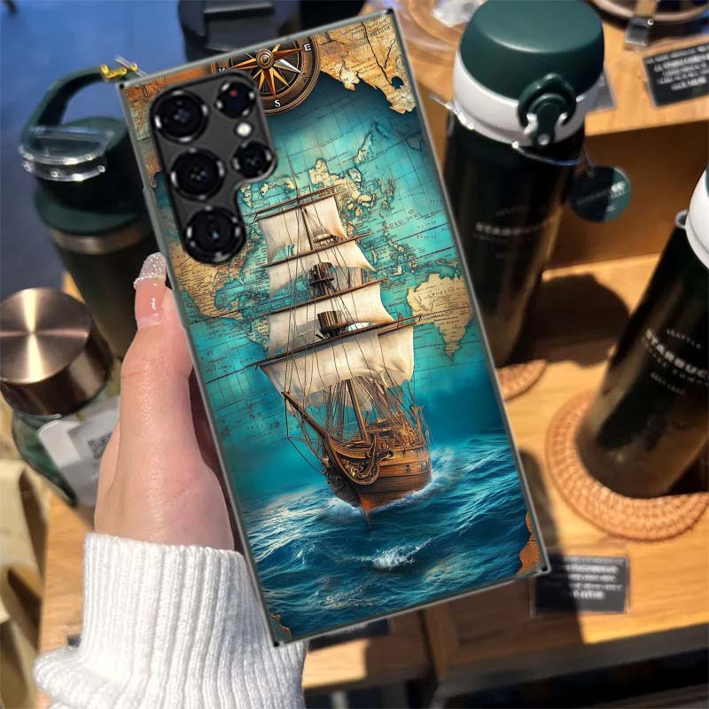 Compass Map Voyage Cases Phone Case for Samsung Galaxy S26 Ultra S25 Edge S24 S23 FE S21 Plus S20 S22 S10 Cover TPU Capa Shell S