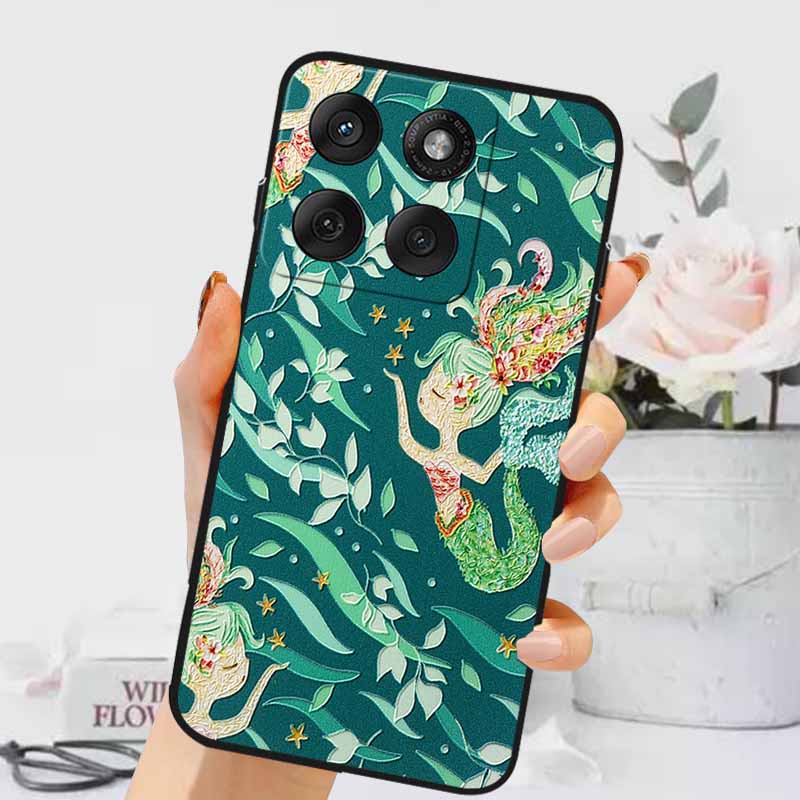 3D Emboss Cases For Edge 60 Fusion / Edge 60 Pro Relief Embossed Retro Silicone Back Cover For Edge 60 Stylus Black Funda 60 Pro