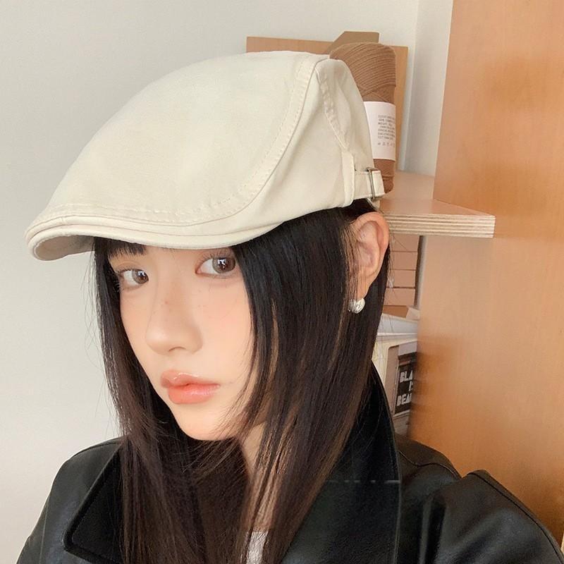 25 Early Autumn New British Retro High-quality Forward Hat Women's Solid Color Face Ducktongue Beret Tide