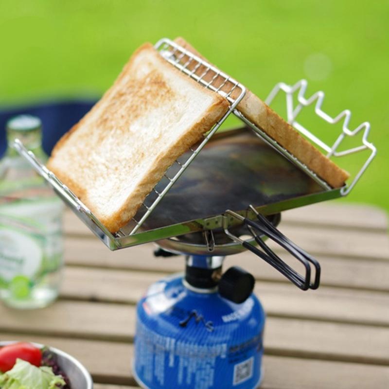 Angepasste Grill-Picknicks Edelstähle Camping Toasterhalter Gestell Brotrösterständer Faltbarer Grill für Lagerfeuer