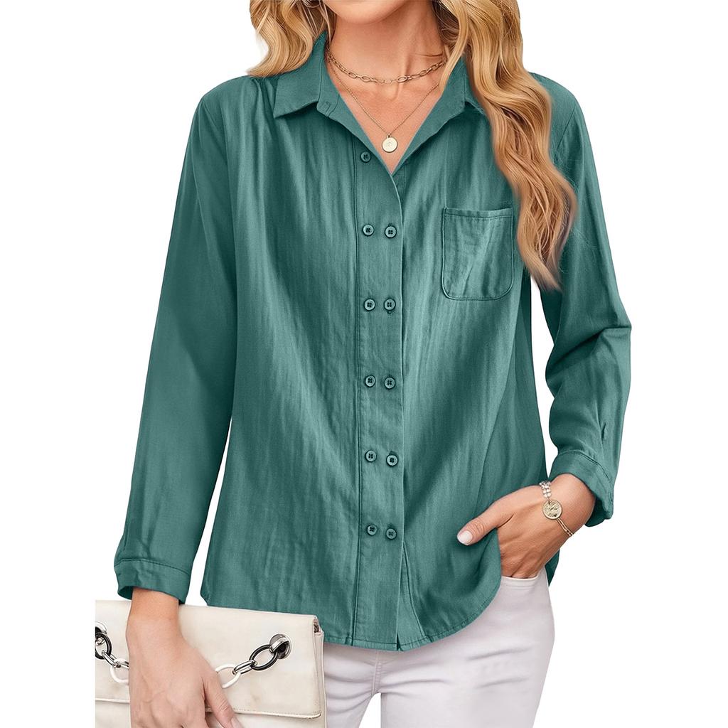Fashionable Women's Loose-fitting Design Shirt, Literary And Retro Double-breasted Cotton And Linen Long-sleeved Shirt.
