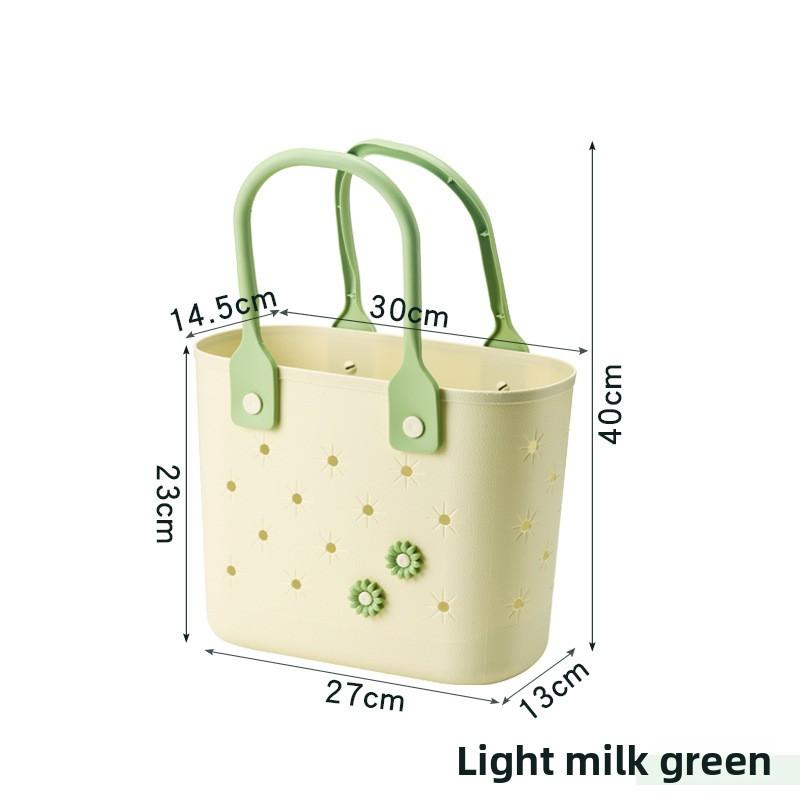 Portable Picnic Basket - Cream-colored Outdoor Soft Material - Bottom for Draining Water - Washroom and Bathing Area Storage Basket