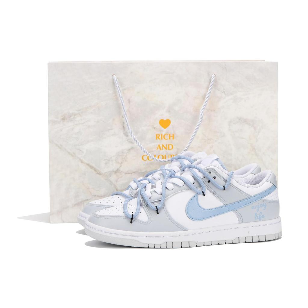 Nike Dunk 'Pure Platinum' Leather Slip Resistant Abrasion Resistant Low top Skateboard Shoes Men's Gray Blue DV0831-101(Team32-SBOX)