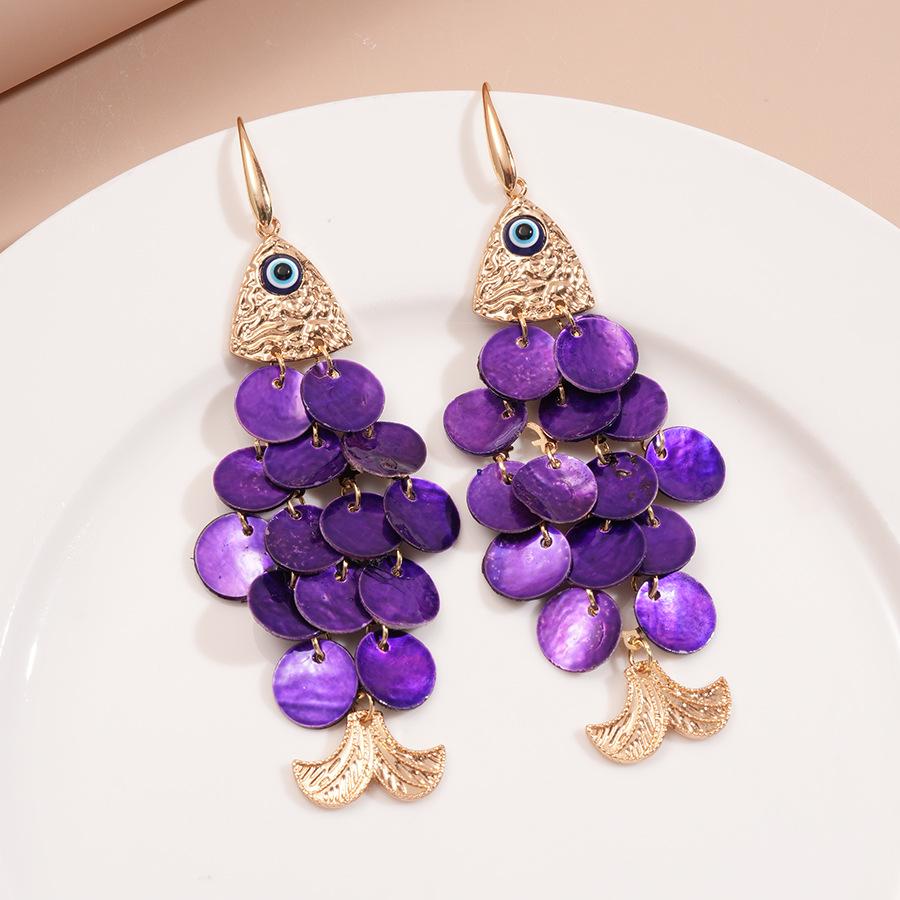 

Shell Round Triangular Eyes Fish-shaped Tassel Ear Hook Exaggerated High-end Unique Earrings