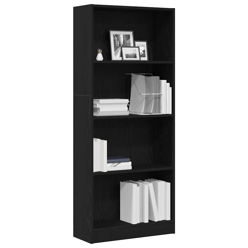 Bookshelf Black Oak Look 60 x 24 x 143 cm Engineered Wood