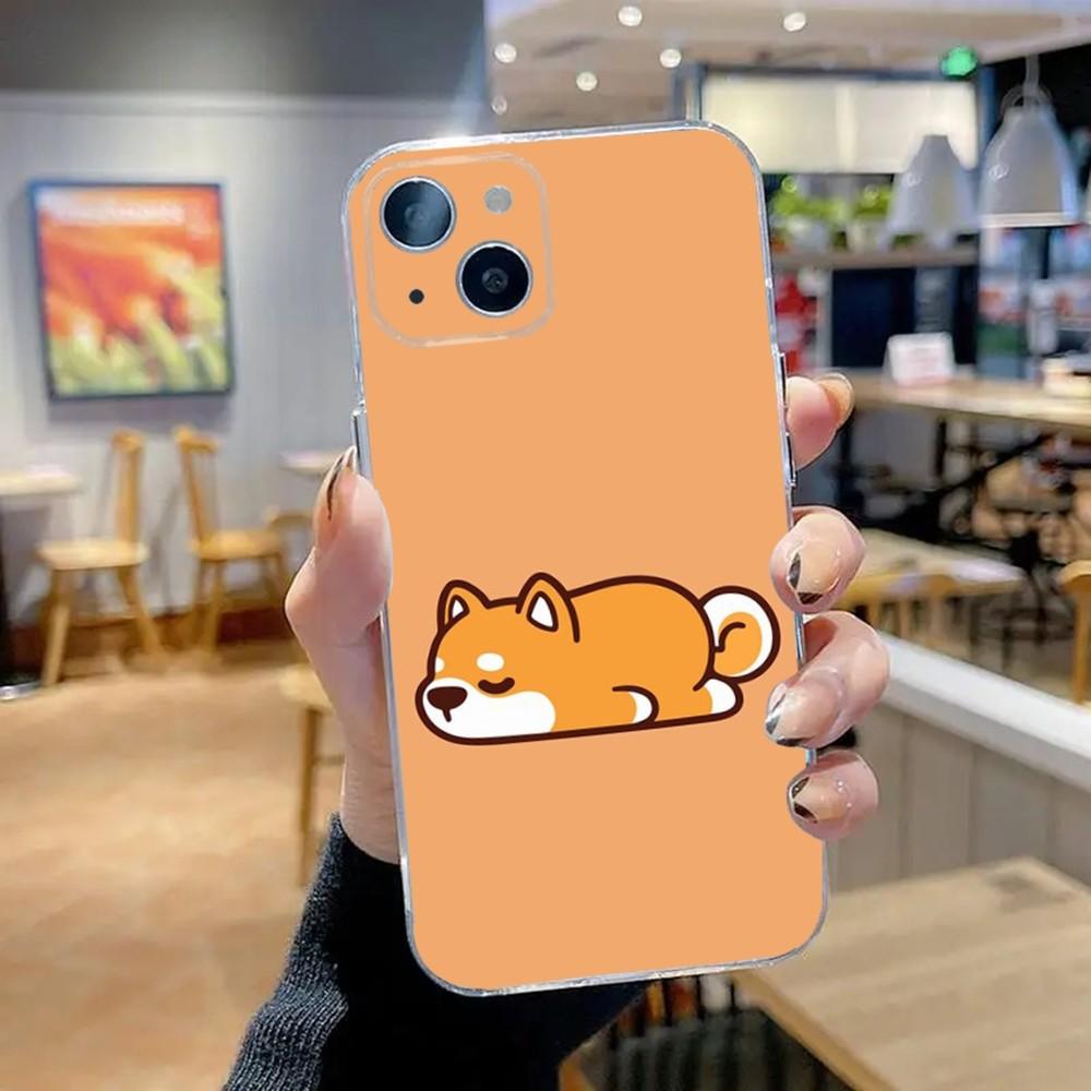 Cute Shiba Inu Dog Phone Case For iPhone 16,15,14,13,12,11 Plus,Pro,Max,XR,XS,X,7,8 Plus,SE,Mini Transparent Silicone Soft