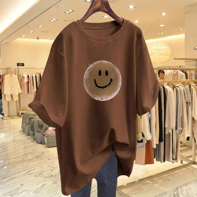 

Pure cotton short-sleeved T-shirt women s Japanese loose large size summer short-sleeved top sports daily bottoming shirt XXXL