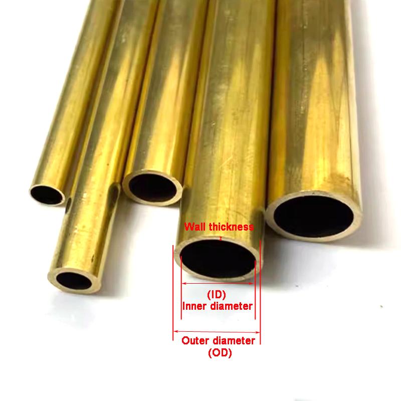 H62 Messingrohr Kapillarrohr Hohlrohr AD1/1.2/1.3/1.5/1.6/1.8/2/2.5/3/3.5/4/4.5/5/5.5mm Wandstärke 0.15mm-1.5mm Länge 500mm
