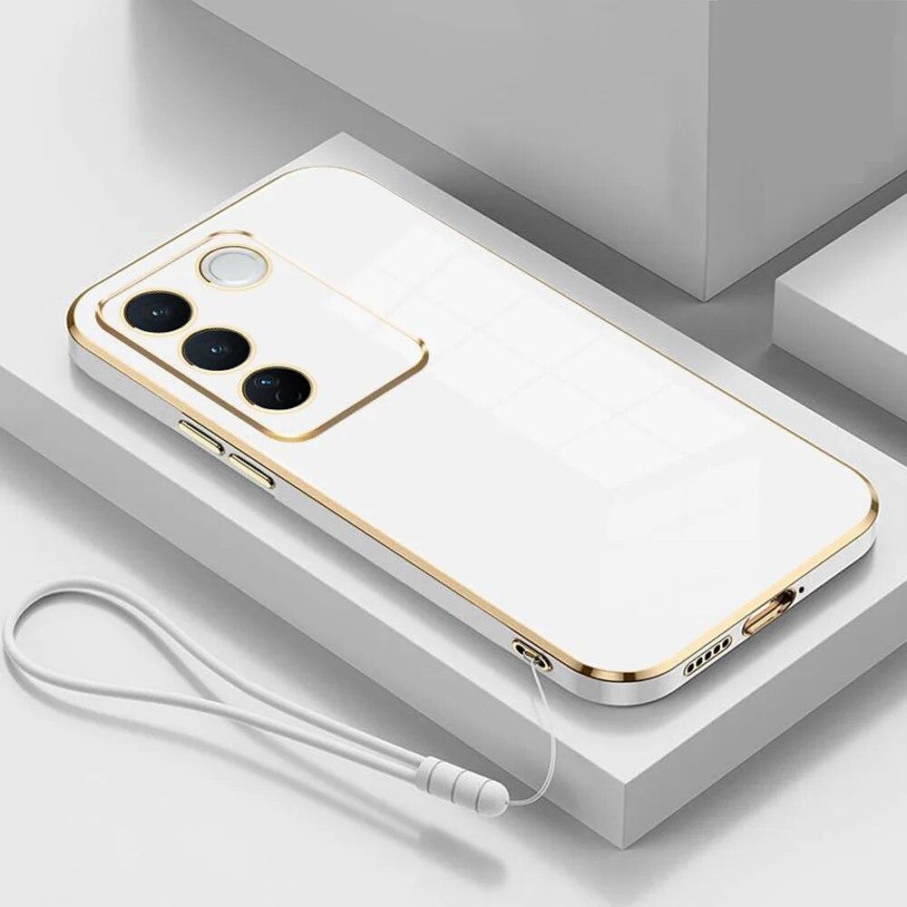 Pentru vivo V27e Husă vivo V27 Pro Husă pentru telefon Vivo X27 Husă V2230 V2231 V2246 V2237 Husă din spate cu placare pătrată de lux antișoc