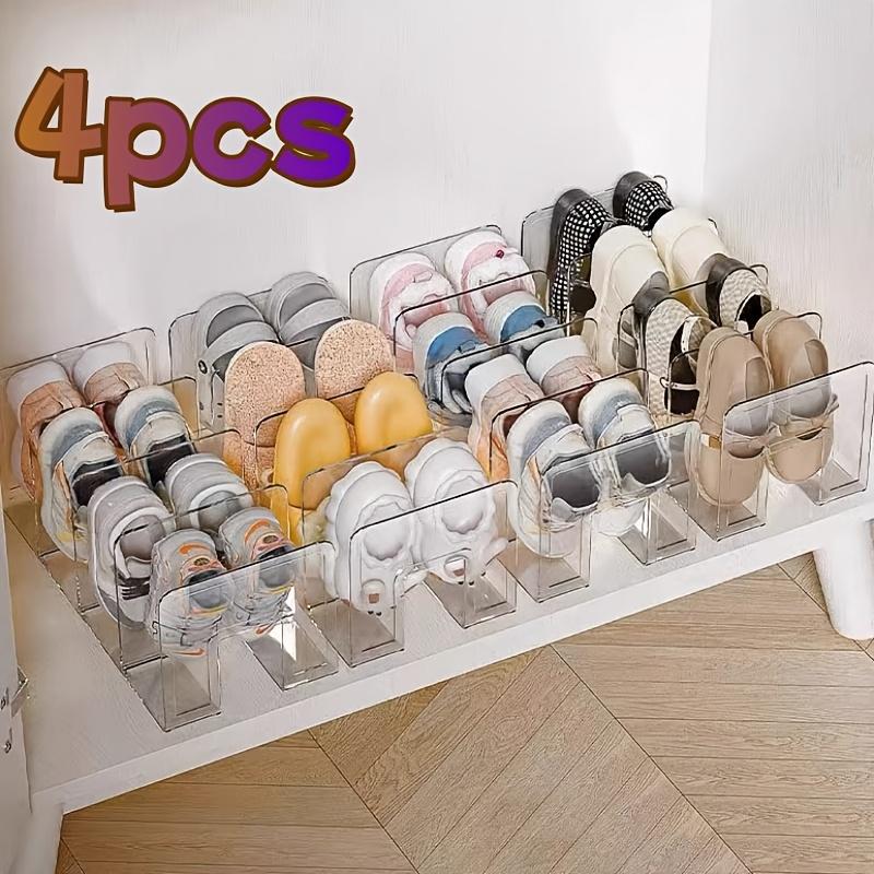 2/4er Pack Platzsparender Vertikaler Schuhregal-Organizer - Mehrschichtig, Einfach zu montieren, Kompakte Aufbewahrung für Zuhause Eingangsbereich Schrank
