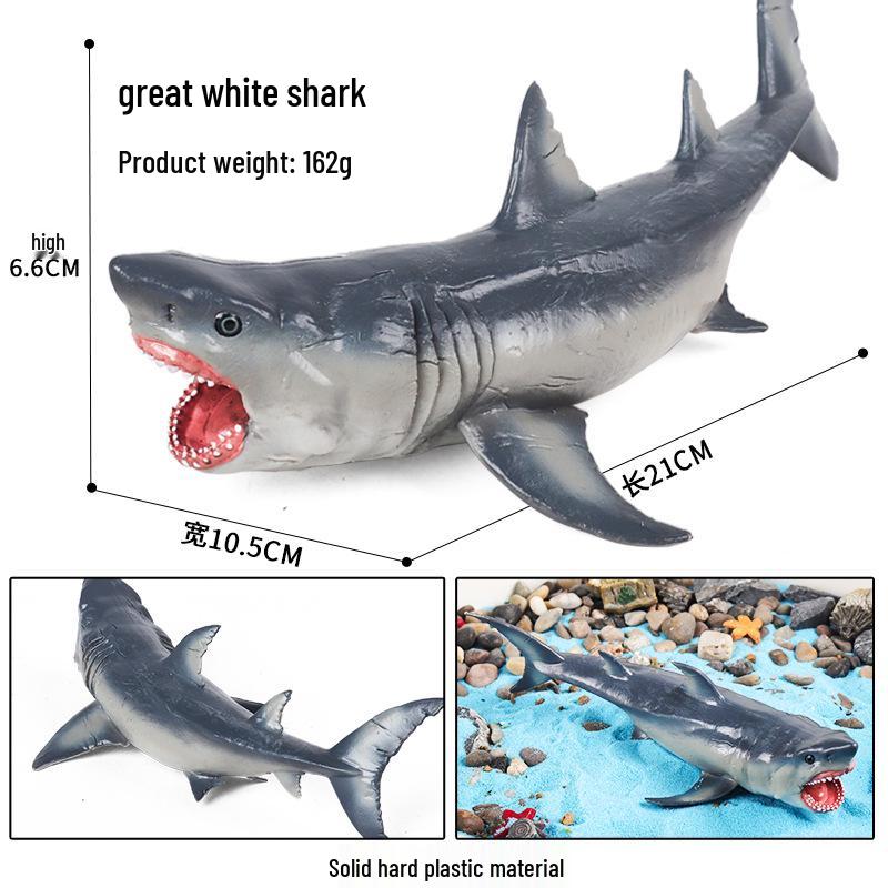 Marine Animal Model Toy Set: Great White, Hammerhead, Blue Shark & Megalodon
